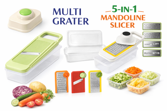 5-in-1 Multi Grater & Mandoline Slicer with Storage Box