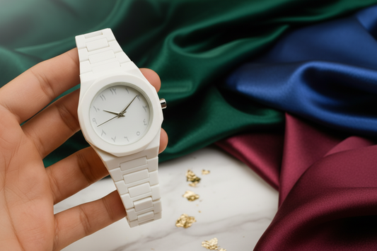 Aura White Wrist Watch – Modern & Elegant